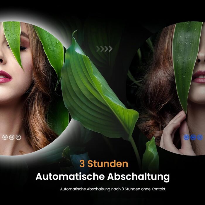 Дзеркало для ванної кімнати EMKE з підсвічуванням, діаметр 50 см, регульоване холодне біле світло, функція пам'яті, вимикач, IP44, енергозберігаюче, з підсвічуванням ззаду, дзеркало для ванної кімнати (3 кольори світла + проти запотівання, 80 x 80 см)