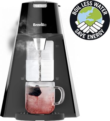 Breville HotCup - дозатор гарячої води 3 КВт, регульована висота чашки, 1,7 л, чорний, блискучий, VKT124