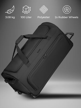 Дорожня сумка REDOLZ XL Trolley 81 см, 100 л, чорна, нестандартний розмір для чоловіків і жінок