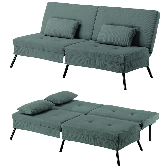 Диван-ліжко LUCKRACER 3-місний, трансформер, футон, кутовий диван, зелений, для вітальні та квартири
