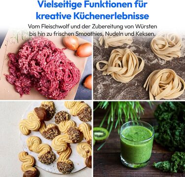 Кухонна машина MEDION MD18430: 3 в 1 (міксер, м'ясорубка, кухонний комбайн), 5 л чаша з нержавіючої сталі, 1200 Вт, цифровий дисплей, чорний