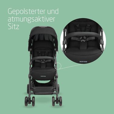 Дитяча коляска Maxi-Cosi Lara2 Essential Black, 0-4 роки, до 22 кг, легка та компактна, 3 положення для сну, складна