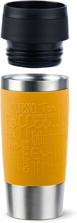 Термокружка Emsa N20210 Travel Mug Classic Isolierbecher, 0.36 л, нержавіюча сталь, 4 години гаряча, 8 годин холодна, герметична, для миття в посудомийній машині, 360° відкривання (Senfgelb)