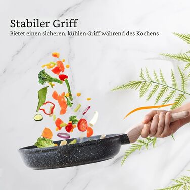 Набір сковорідок Kordisen з антипригарним керамічним покриттям 20/24/28 см, 3 шт. - здорове посуд без PFOA та PFAS, для індукційних плит