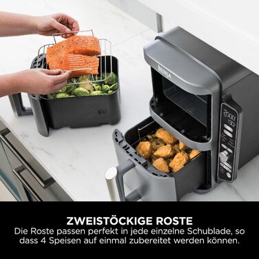 Фритюрниця Ninja Foodi FlexDrawer AF500EUCP: 7-в-1, Dual Zone, Airfryer з подвійними зонами, чорний & мідний колір