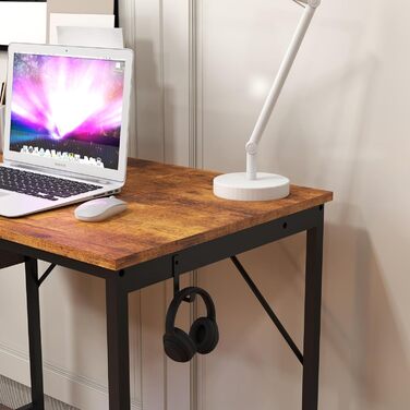 Малий письмовий стіл Panana 805075 см Комп'ютерний стіл Офісний стіл з тримачем для навушників і сумкою для зберігання, невеликий письмовий кабінет для дому, офісу, BOCD01-EN (вінтажний коричневий)