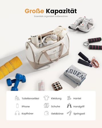 Спортивна сумка LOVEVOOK для жінок, 30л: туристична, для басейну, сауни, гімнастики, подорожей, з відділенням для взуття та мокрих речей, водонепроникна, 45x24x28см