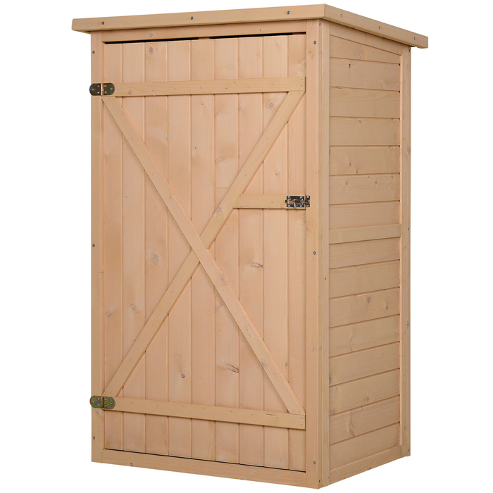 Outsunny Garden Shed Садовий сарай Садовий сарай з полицями Садовий сарай Сарай для зберігання саду Ялиця Натуральне дерево 75 x 56 x115 см | Аосом