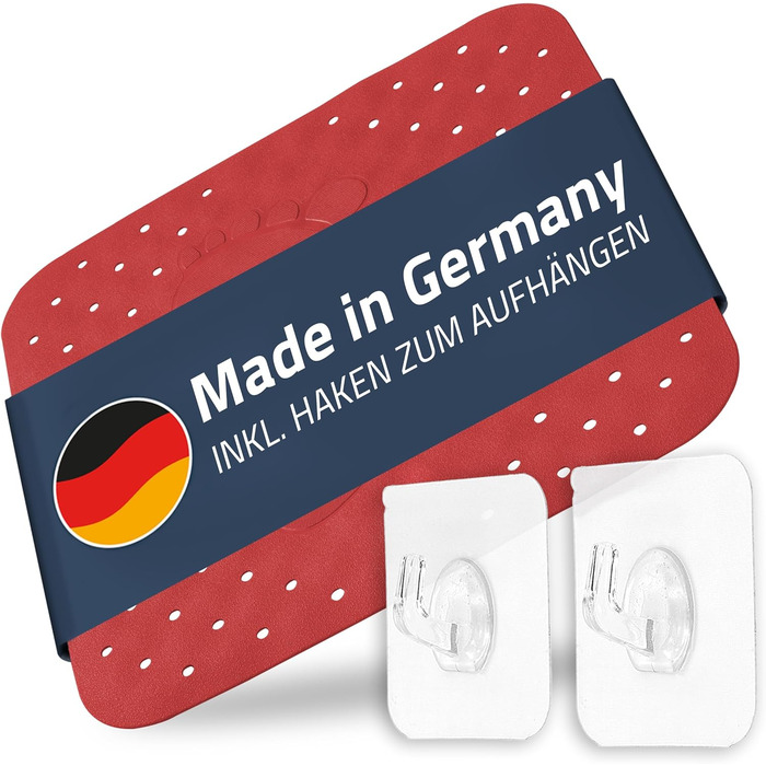 Душова вставка, килимок для душу Крок прибл. 100 TPE в т.ч. 2 гачка не містить ПВХ, фталатів, свинцю, латексу Протестовано TV Зроблено в Німеччині (Червоний, 54x54 см)