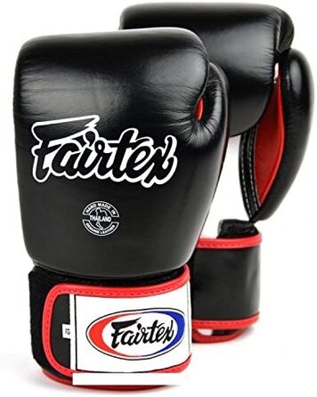Боксерські рукавички Fairtex BGV1-чорні боксерські рукавички зі шкіри ММА Кікбоксинг спаринг Муай Тай (8 унцій)