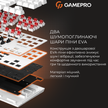 Дротова механічна клавіатура GamePro Genesis Joker (MK124W) 87% Red switches