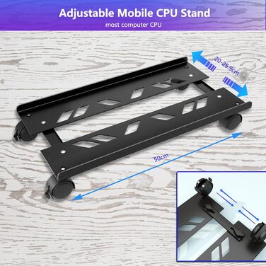 Стійка для ПК з металу, підставка для комп'ютера, регульована підставка для CPU, універсальна мобільна стійка з колесами для під столом