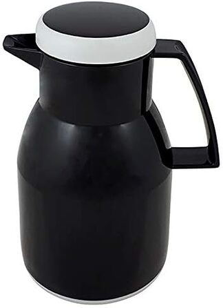 Термос Wash Thermoskanne чорного кольору 1л, зберігає напої гарячими та холодними до 6 годин, з подвійним скляним вкладишем, щільний гвинтовий ковпачок, придатний для миття в посудомийній машині