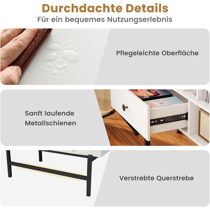 Підставка для програвача COSTWAY з місцем для зберігання вінілових платівок, білий колір, 70 x 36 x 80 см