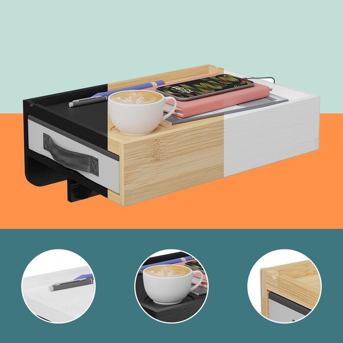 Набір з двох приліжкових столиків Relaxdays з бамбука з кріпленням