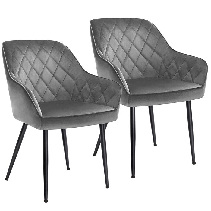 Крісла SONGMICS для їдальні, вітальні, кухні, спальні - 2 шт, з м'яким оксамитовим покриттям, металеві ніжки, до 110 кг, сірий світлий відтінок (LDC088G0)