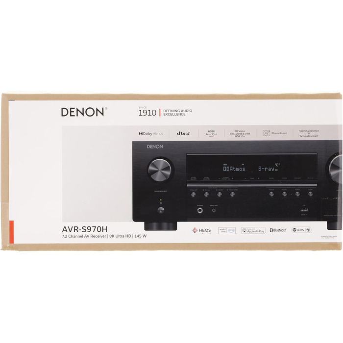 Канальний AV-ресивер Denon AVR-S970H, Dolby Atmos, 8K HDMI, Bluetooth, Wi-Fi, Alexa, Чорний, 7.2-