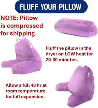 КомфортСпа Лесе-подушка для ліжка, розмір для дорослих, подушка для спини з підлокітниками, кишенями та знімним чохлом; підходить для відпочинку в ліжку або для полегшення болю в спині