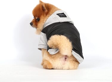 Куртка для собак Doggy Dolly W109 Водонепроникна з капюшоном, чорний / сірий, зимове пальто / зимова куртка, розмір XXL 2XL