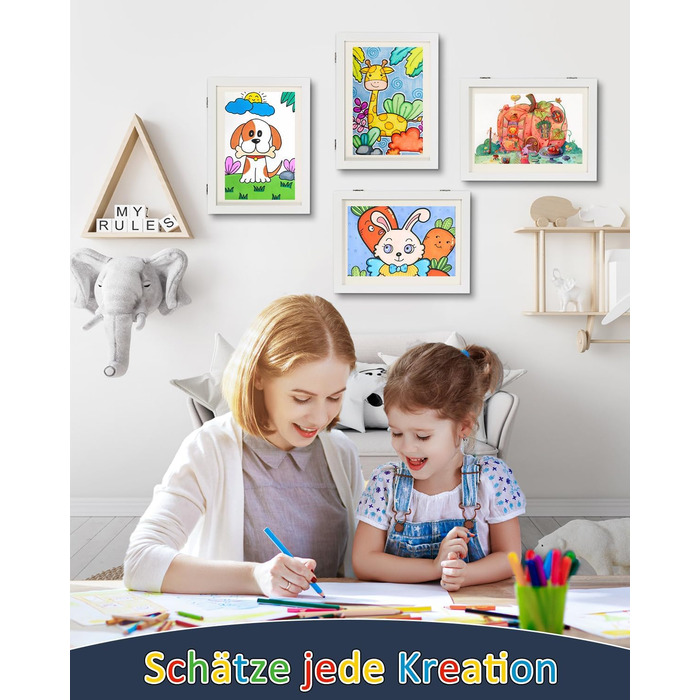 Рамка для дитячих малюнків Ciscle, A3, для творчості та робіт, з фронтальним відкриванням, 1 шт. (біла)