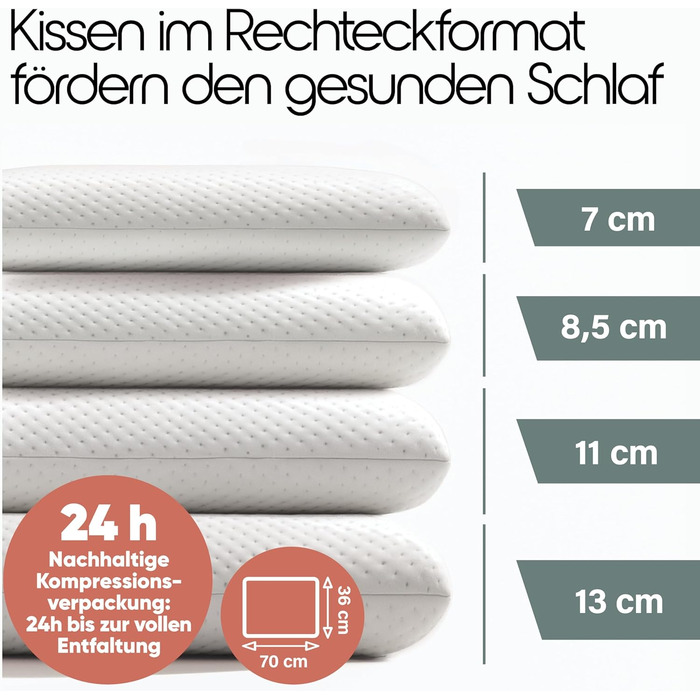 Ортопедична подушка Blumtal з Memory Foam для підтримки шиї, 70x36x11 см, знімний чохол, сертифікат Oeko-TEX®