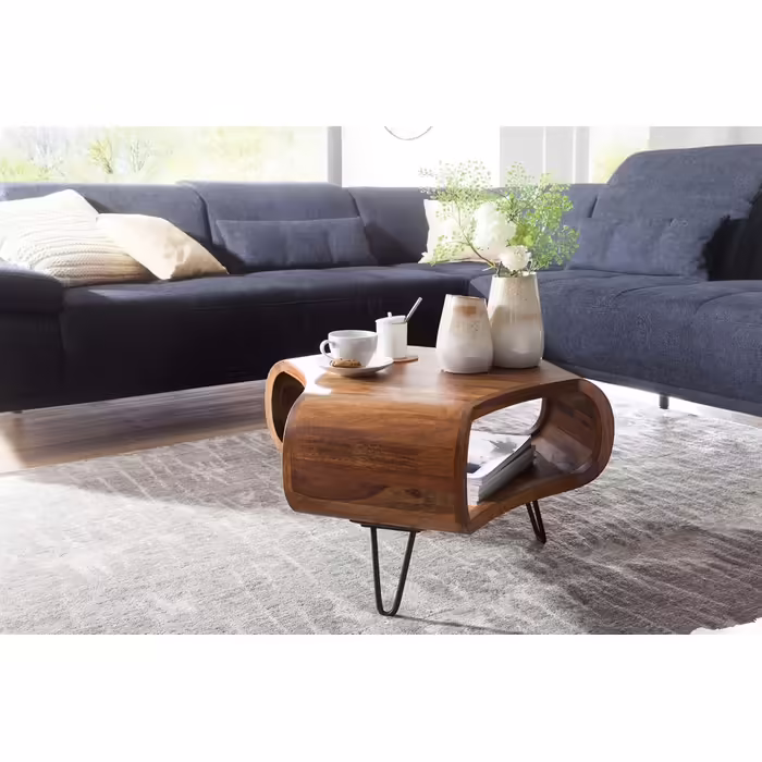Журнальний стіл KADIMA Design 55x38x55 см з масиву шишаму для вітальні