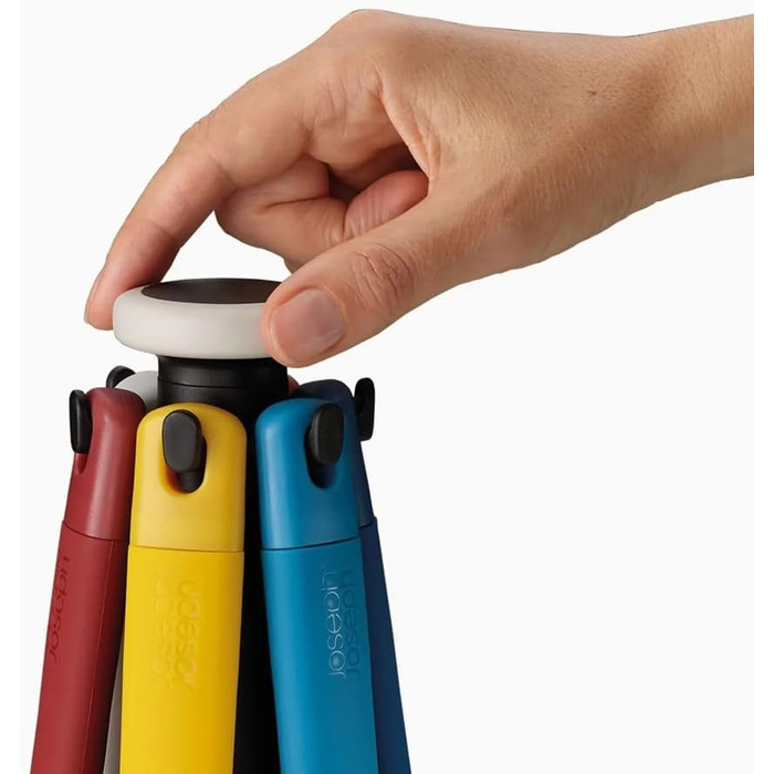 Набір кухонних помічників Joseph Joseph Elevate, 6 предметів з поворотним підставкою, ергономічні силіконові ручки, антипригарне покриття (Блок, Синій/Червоний/Білий)