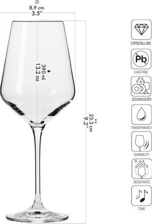 Келих для білого вина Krosno Avantgarde 390 мл, набір з 4 шт. , можна мити в посудомийній машині, ідеально підходить для дому та заходів