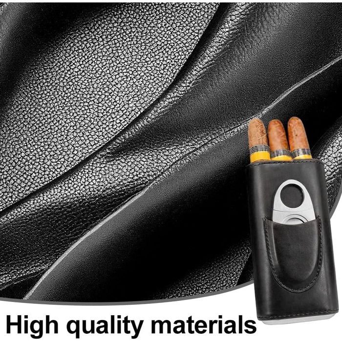 Чохол для сигар на 3 сигари, шкіряний з різаком для сигар з нержавіючої сталі, шкіряний чохол для сигар, вологозберігач для сигар, портативний вологозберігач для сигар для подорожей