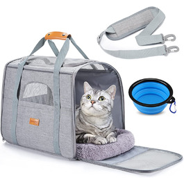 Коробка Для перевезення кішок Morpilot, складна сумка для перенесення кішок, сумка для перенесення собак Сумка для перенесення з регульованим плечовим ременем коробка для кішок для кішок маленька собака щеня світло-сірий М (44x334 см)