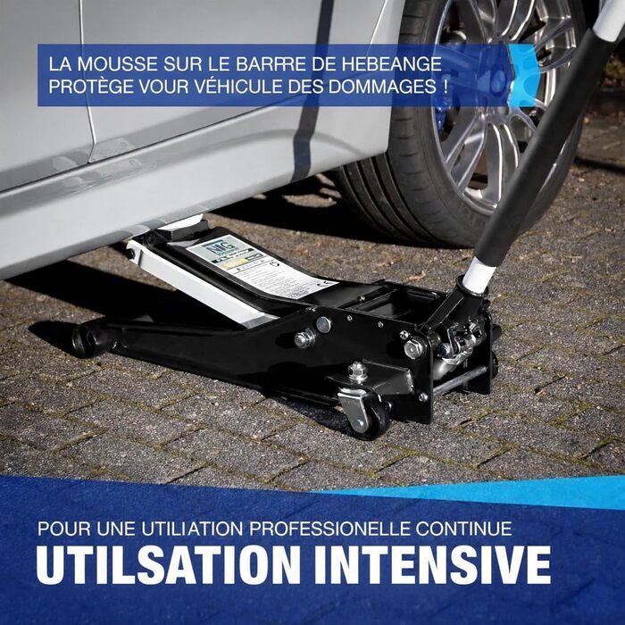 Гідравлічний домкрат NTG 3T з низьким профілем, сертифікований TÜV, для легкових авто та SUV (чорний)