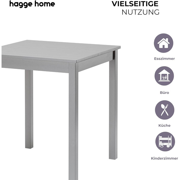 Скандинавський стіл Hagge Home 68x68 см сірого кольору - обідній, кухонний, письмовий, для home office та дитячої кімнати