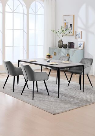 Крісло WOLTU для обідньої зони, вітальні та кухні, 1 шт. З м'яким сидінням з велюру, металеві ніжки, темно-сірий