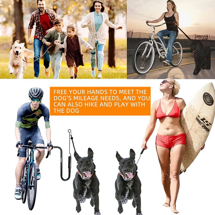 Велосипедний повідець MRWiZMS для собак, 180велосипедний повідець для собак, знімний велосипедний повідець для собак без рук, тренажер для домашніх тварин для прогулянок, бігу, їзди на велосипеді, велосипедний повідець для собак