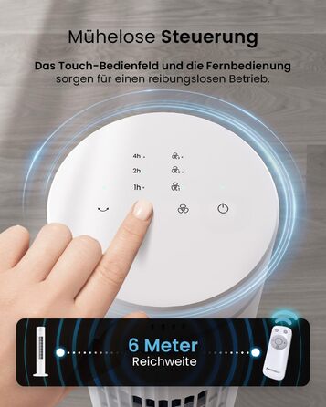 Турбовентилятор Pro Breeze з дистанційним керуванням, 76 см, осциляція 65°, таймер, 3 швидкості, тихий, для спальні та офісу, білий