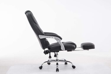 Офісне крісло CLP Pacific з оббивкою зі штучної шкіри I робоче крісло з коліщатками I крісло для відпочинку з висувною підставкою для ніг, Колір (Чорний)