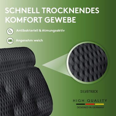 Підголовник для ванни SilverRack MEDIUM-WEICH (темно-сірий) з 3D-системою підтримки та сіткою 4D - комфортне аксесуар для ванни