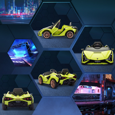 Дитячий електромобіль HOMCOM Lamborghini, 3-5 км/год, з дистанційним керуванням, для дітей 3-5 років, колір: зелений
