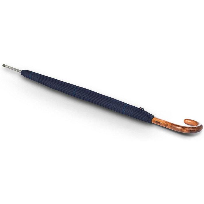 Парасолька-паличка Knirps T.771 Довгий автоматичний чоловічий принт візерунок - автоматичний - дерев'яна ручка - штормостійкий (Challenge Blue)