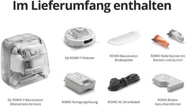 Робот-пилосос DJI ROMO S з функцією миття підлоги, 25000 Па потужність всмоктування, розпізнавання перешкод рівня дрона, два роботизовані руки, 200 днів без обслуговування, автоматичне очищення та сушіння моп-насадки (DJI ROMO P (версія з баком для води))