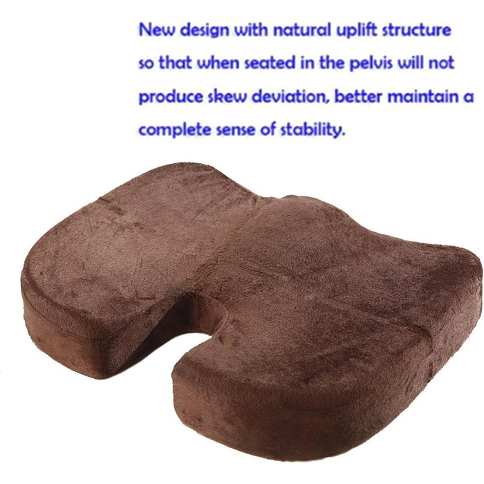 Ортопедична подушка для сидіння HomDSim з Memory Foam для стільця, авто, офісу та дому (колір: коричневий)