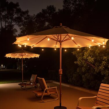 Світлодіодна гірлянда сонячна на 10 метрів, 16+1 лампочки G40, димування, 3 режими, пульт дистанційного керування, вологостійка, тепле біле світло, для саду, балкона, декору вечірок