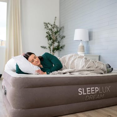 Надувний матрац SleepLux Dream Luxus подвійний з вбудованим насосом, 45.7 см, високий, для гостей, кемпінгу, дому