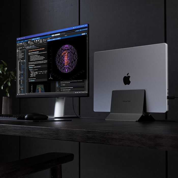 Підставка для ноутбука вертикальна, алюміній, регульована, сумісна з MacBook, iPad, Tablet, Mac mini (Чорний)