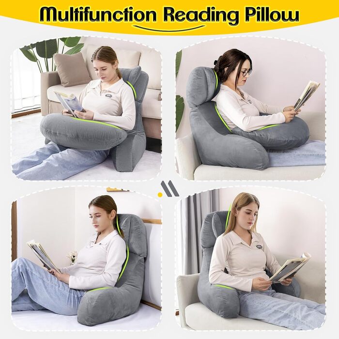 Подушка для читання та ігор AS AWESLING з підтримкою спини - подушка для шиї та попереку для ліжка, дивана, підлоги, з підставкою для ніг