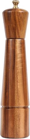 Набір DeroTeno nset з підставкою для млина, регульована керамічна млин для солі, млин для перцю з нержавіючої сталі, дерево акації, Висота 27 см, діаметр основи 6 см (млин для перцю)