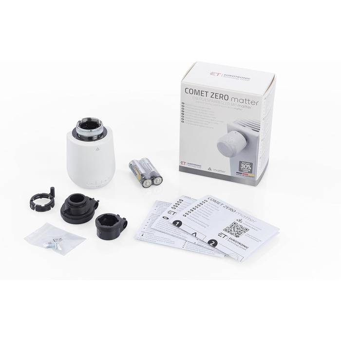 Eurotronic Comet Zero Matter - Радіаторний термостат Matter (Wi-Fi, Alexa, Google, Apple HomeKit, SmartThings), білий