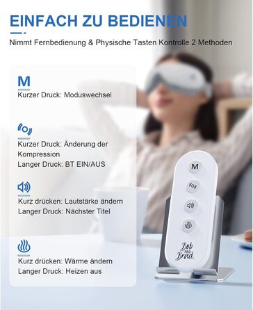 Масажер для очей Bob and Brad EyeOasis 2 з підігрівом, музикою та компресією, електричний. Зменшує темні кола та сухість очей. Маска для очей з пультом керування.