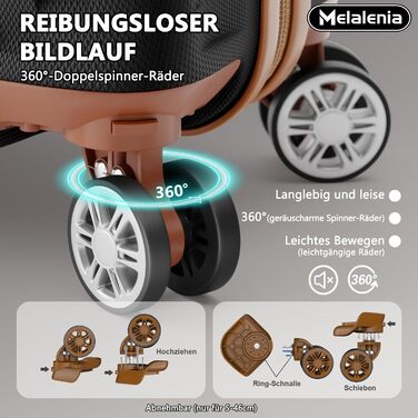 Набір валіз Melalenia 7 предметів, легка жорстка оболонка, 4 колеса, TSA-замок, чорний колір (включає косметичну валізу, дорожню сумку та несесер)