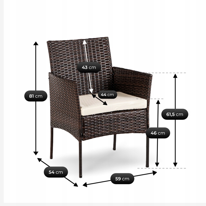 Комплект садових меблів із техноротанга MEBEL ELITE, коричневий, 4 предмети